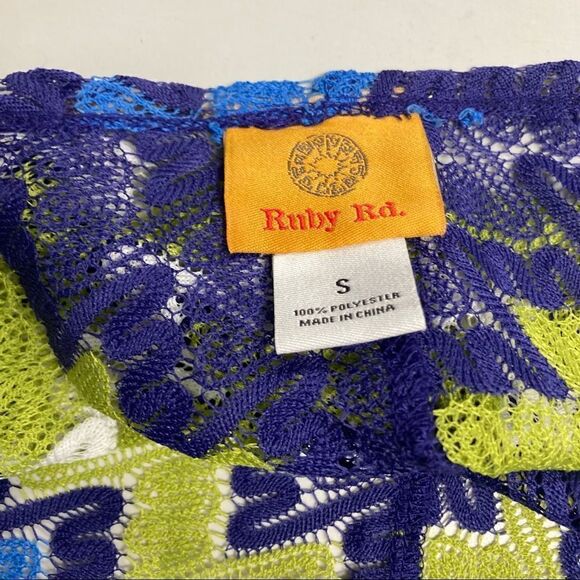 RUBY RD. Women’s Asymmetrical Shrug Cardigan Size Small Green Blue and White - Picture 7 of 8